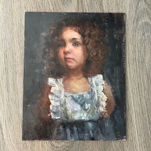 Oil painting-little girl in blue